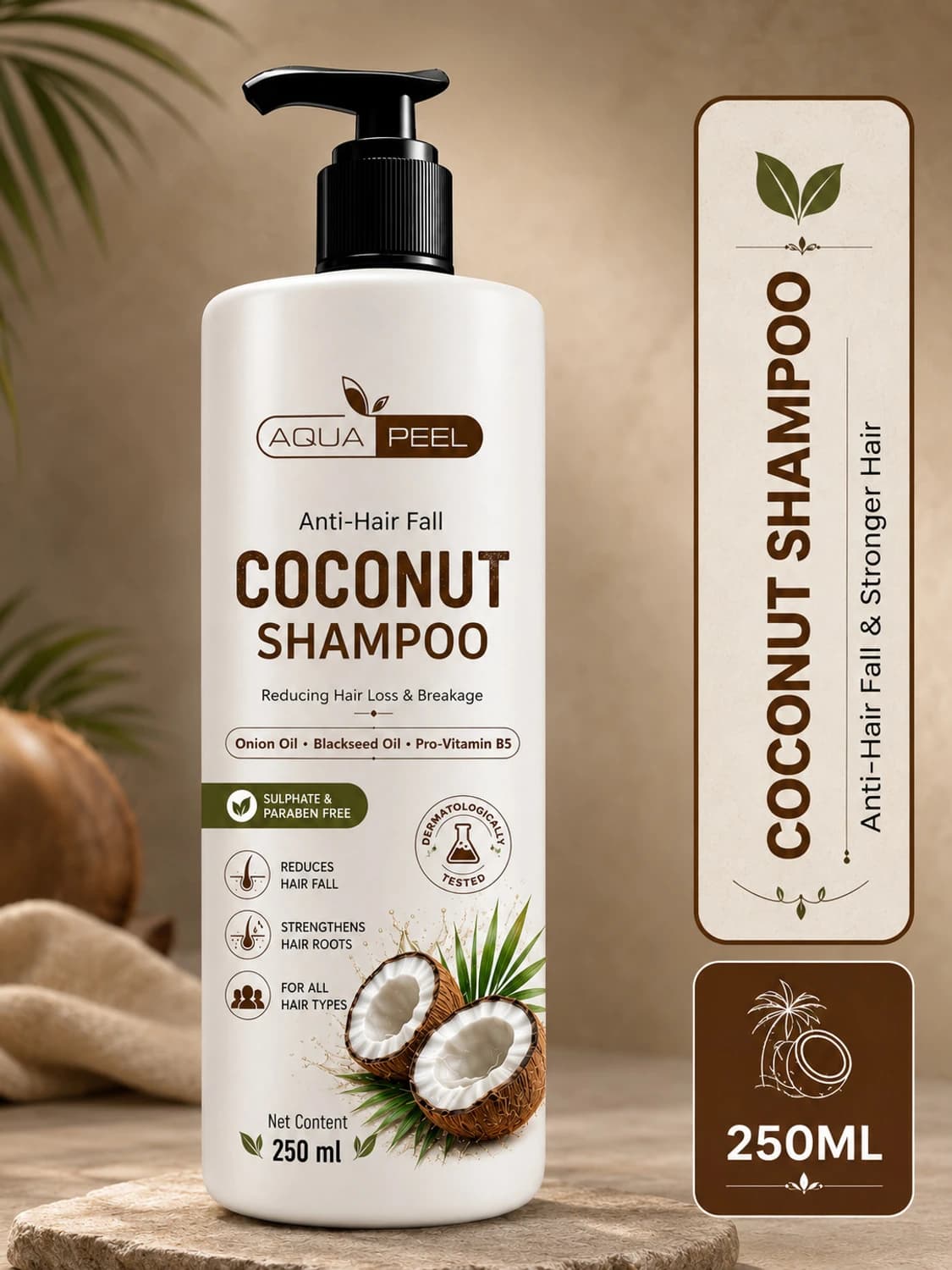 AQUAPEEL Coconut Anti Hair Fall Shampoo 250 ml ,Pro Vitamin B5